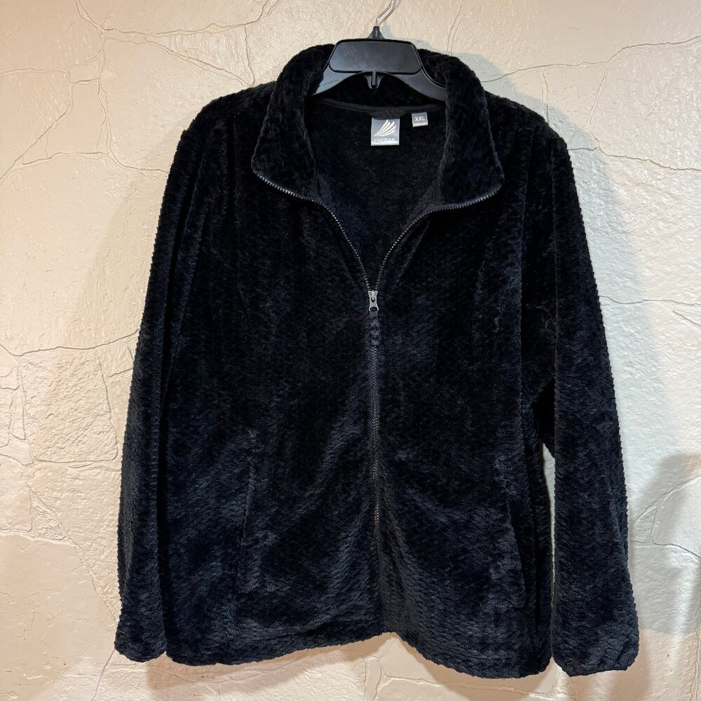 Free2B - Fuzzy Full Zip Up - Black - Women's XXL